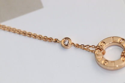 [Renovia Jewelry]LOVE NECKLACE ADJUSTABLE ROSE GOLD 2 DIAMOND