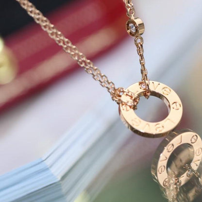 [Renovia Jewelry]LOVE NECKLACE ADJUSTABLE ROSE GOLD 2 DIAMOND