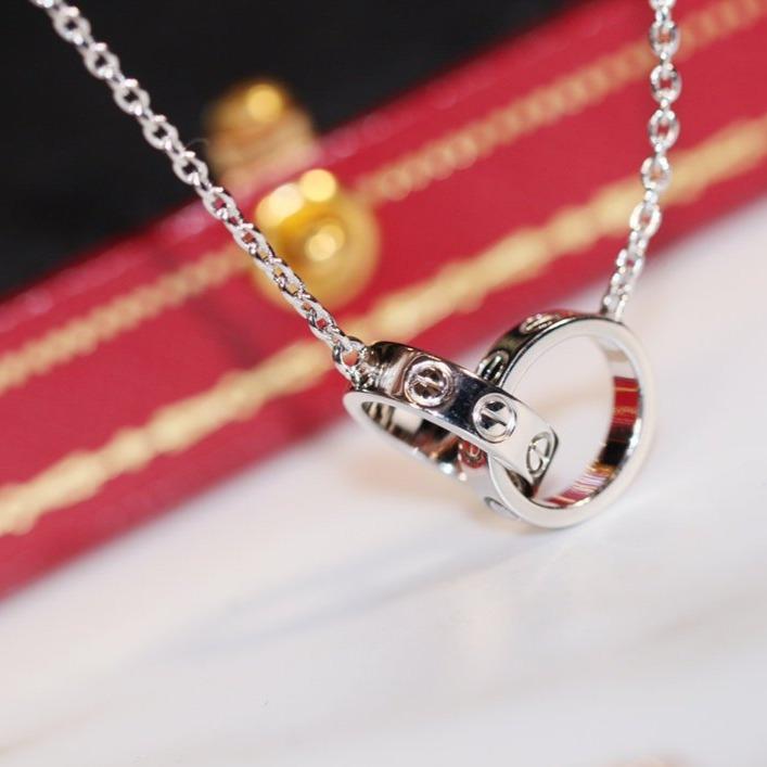[Renovia Jewelry]LOVE NECKLACE PINK GOLD AND SILVER