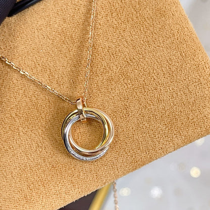 [Renovia Jewelry]TRINITY NECKLACE SILVER GOLD PINK GOLD DIAMONDS