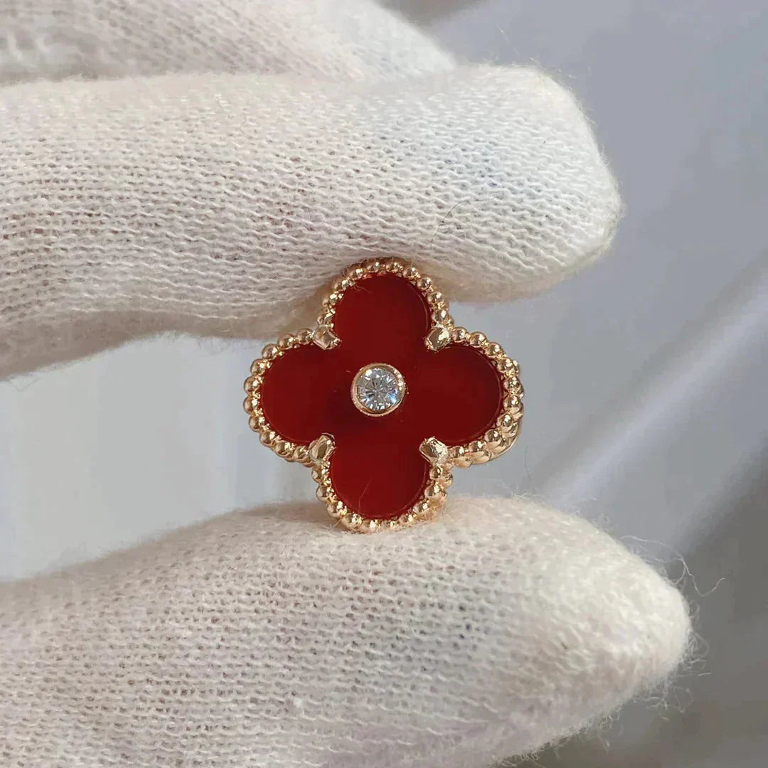 [Renovia Jewelry]CLOVER MEDIUM 1 MOTIFS CARNELIAN  DIAMOND earrings