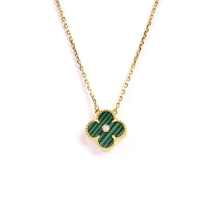 [Renovia Jewelry]CLOVER 15MM DIAMOND TURQUOISE NECKLACE