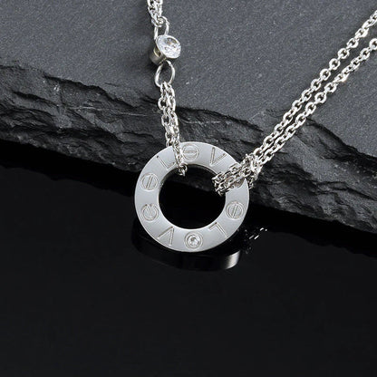 [Renovia Jewelry]LOVE NECKLACE 16MM 2 DIAMONDS