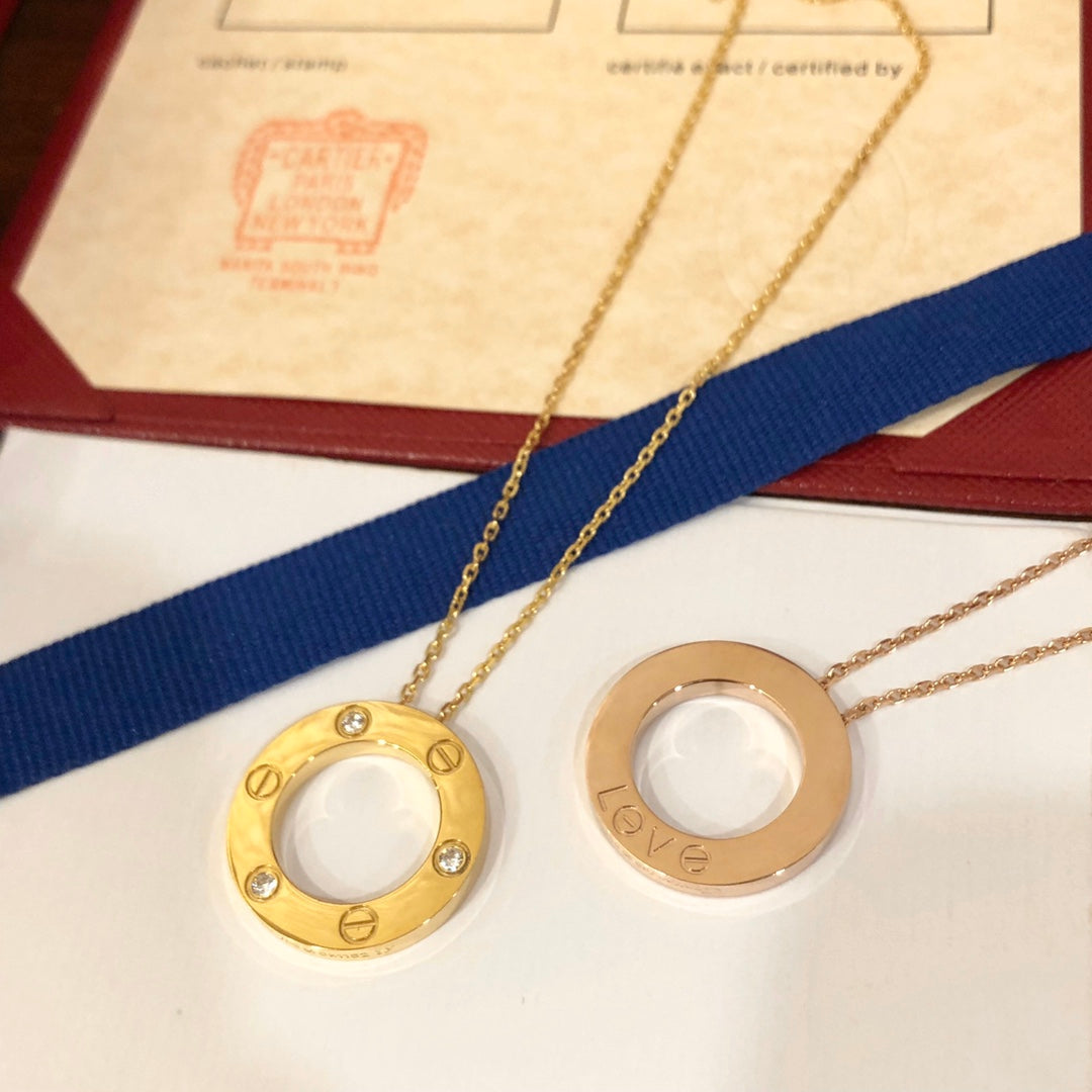 [Renovia Jewelry]LOVE NECKLACE 16MM 3 DIAMONDS