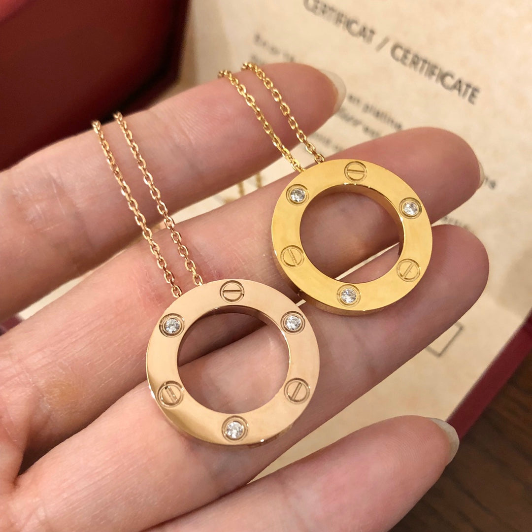 [Renovia Jewelry]LOVE NECKLACE 16MM 3 DIAMONDS
