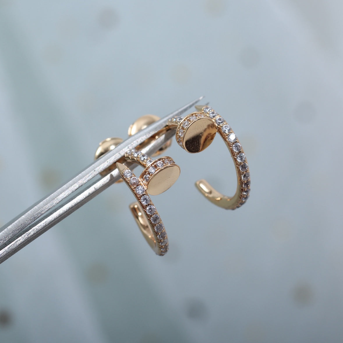 [Renovia Jewelry]JUSTE EARRINGS 12.75MM PINK GOLD DIAMOND