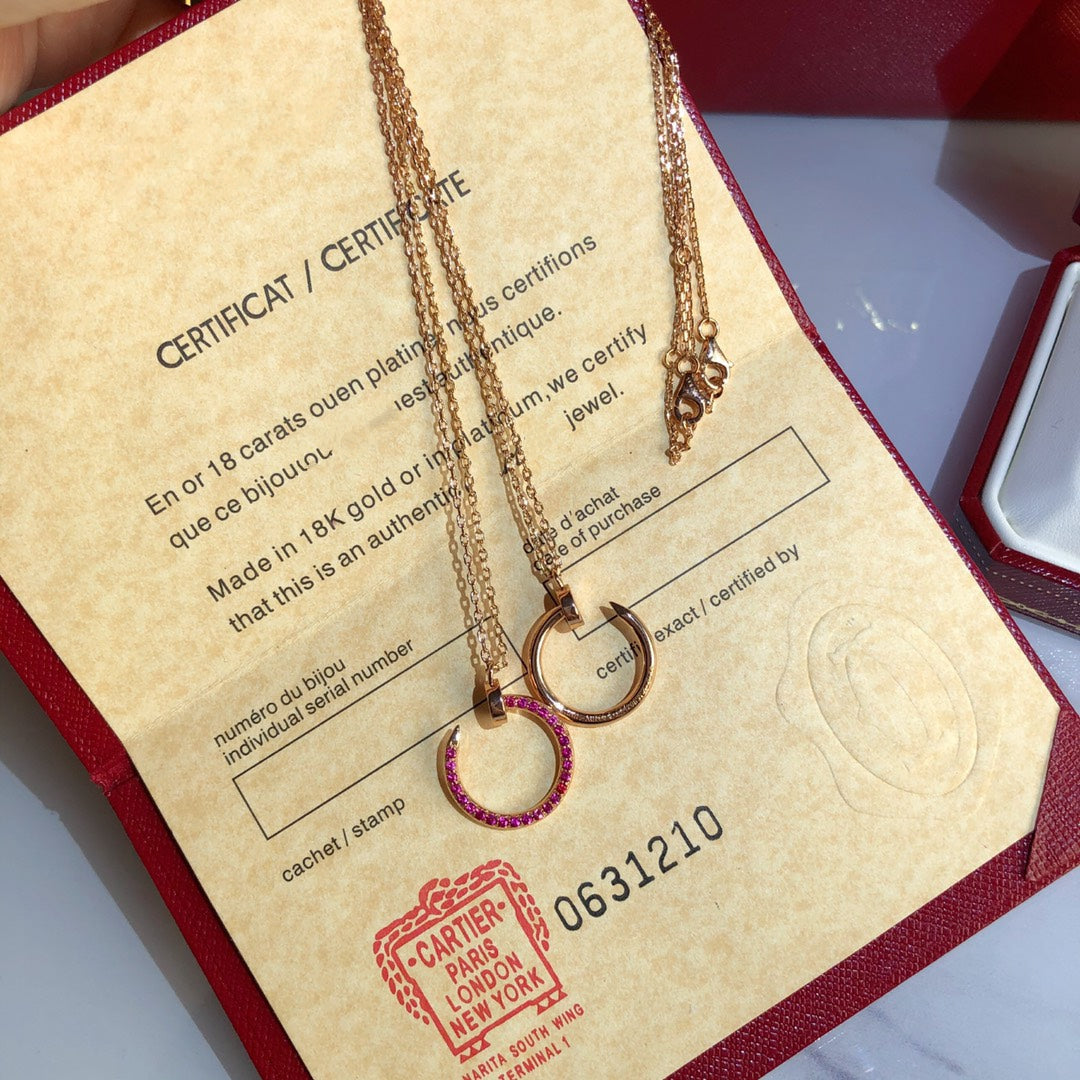 [Renovia Jewelry]JUSTE NECKLACE GOLD RED DIAMONDS