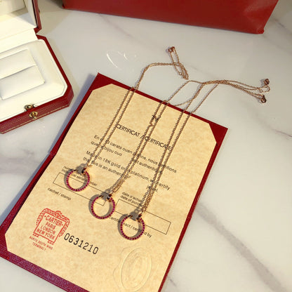 [Renovia Jewelry]JUSTE NECKLACE GOLD RED DIAMONDS