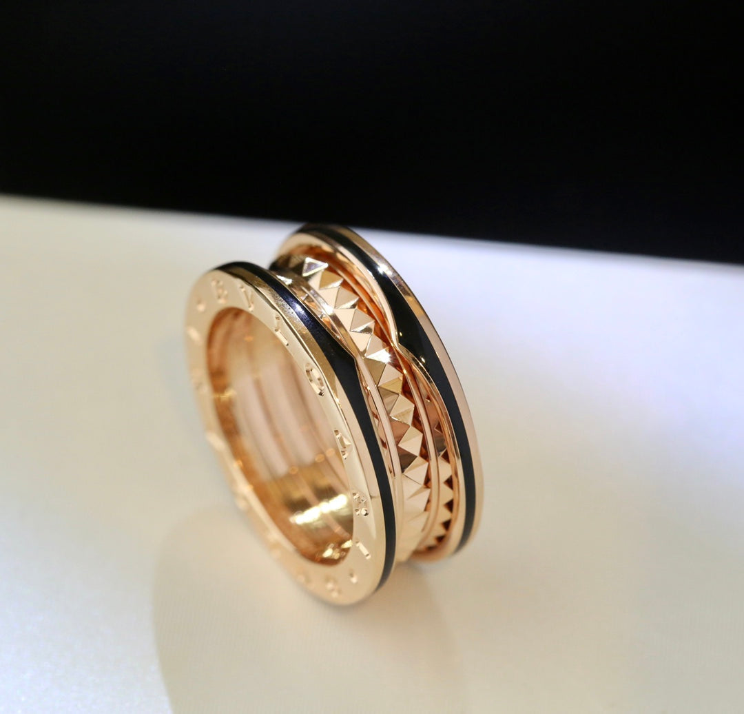 [Renovia Jewelry]ZERO 1 PINK GOLD BLACK CERAMIC RING
