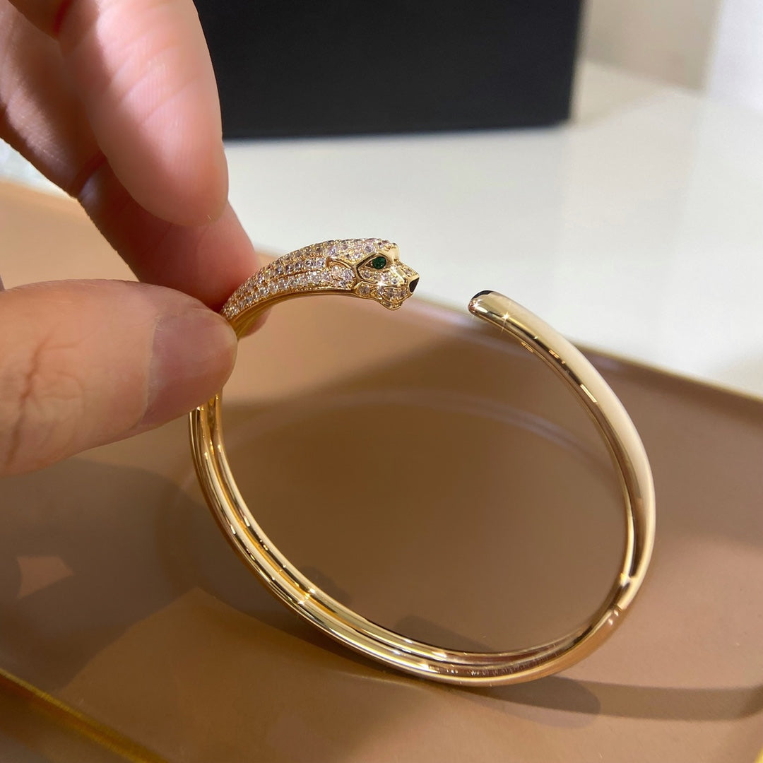 [Renovia Jewelry]PANTHERE GOLD DIAMOND OPEN BRACELET