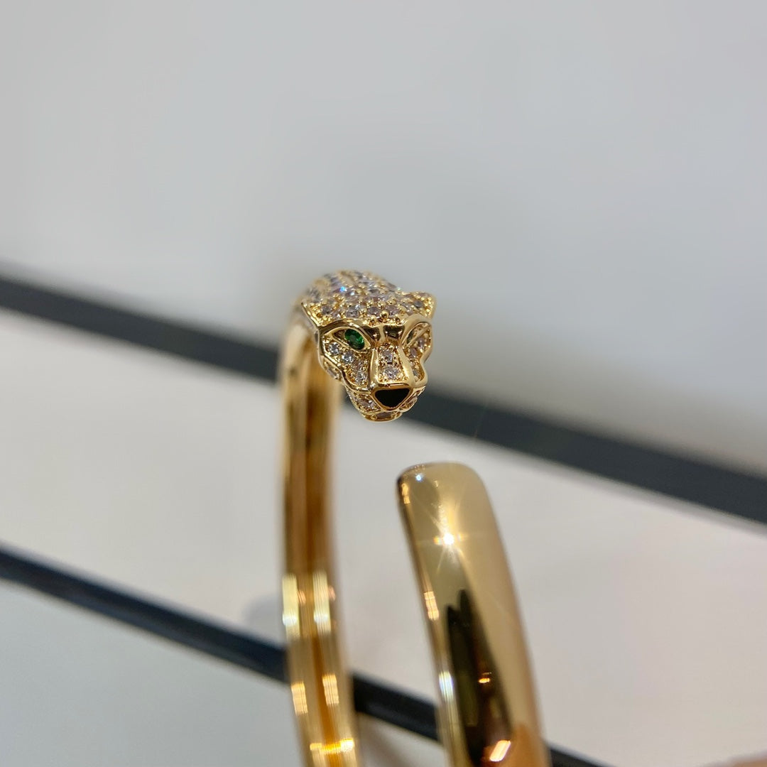 [Renovia Jewelry]PANTHERE GOLD DIAMOND OPEN BRACELET