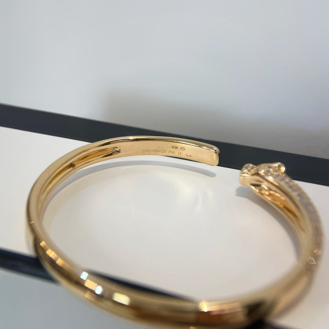 [Renovia Jewelry]PANTHERE GOLD DIAMOND OPEN BRACELET