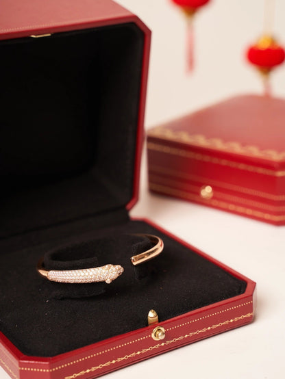 [Renovia Jewelry]PANTHERE ROSE GOLD DIAMOND OPEN BRACELET