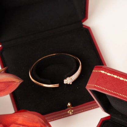 [Renovia Jewelry]PANTHERE ROSE GOLD DIAMOND OPEN BRACELET