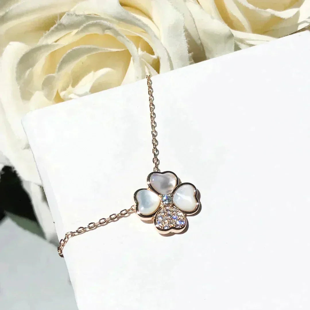 [Renovia Jewelry]CLOVER MOP DIAMOND ROSE GOLD NECKLACE