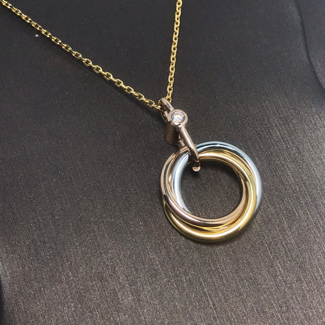 [Renovia Jewelry]TRINITY SILVER GOLD PINK GOLD NECKLACE
