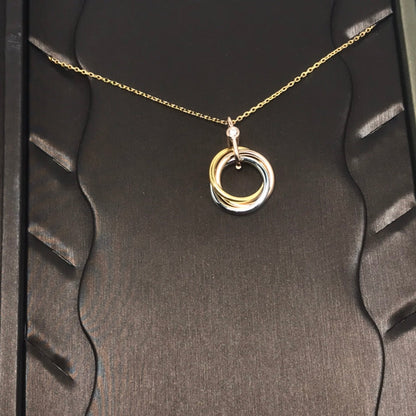 [Renovia Jewelry]TRINITY SILVER GOLD PINK GOLD NECKLACE