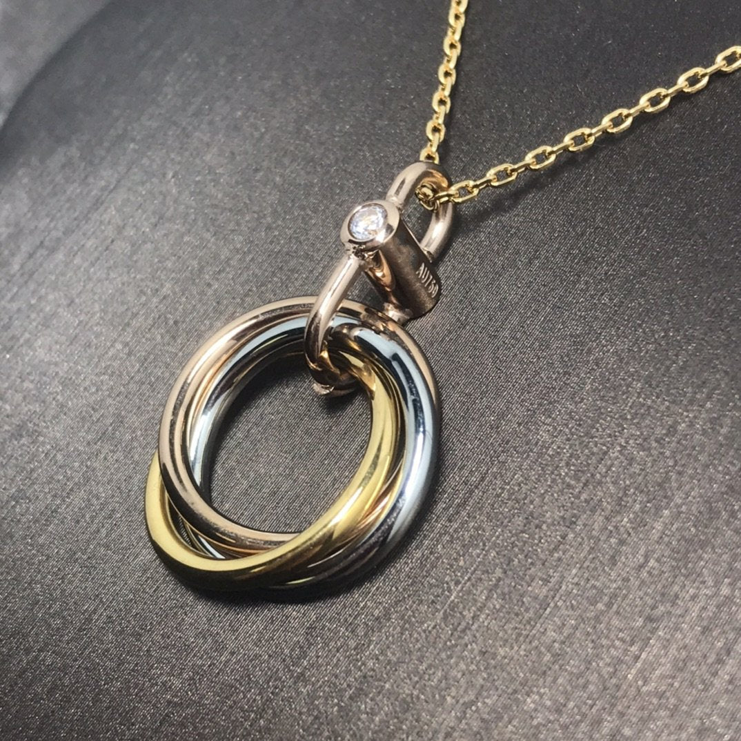 [Renovia Jewelry]TRINITY SILVER GOLD PINK GOLD NECKLACE