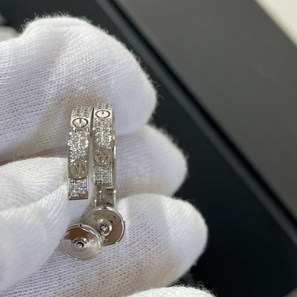 [Renovia Jewelry]LOVE DIAMOND SILVER HOOP EARRINGS