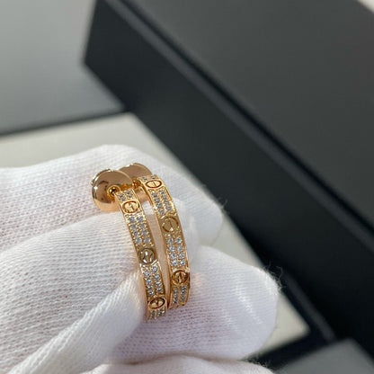 [Renovia Jewelry]LOVE DIAMOND PINK GOLD HOOP EARRINGS