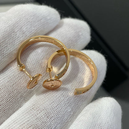 [Renovia Jewelry]LOVE DIAMOND PINK GOLD HOOP EARRINGS