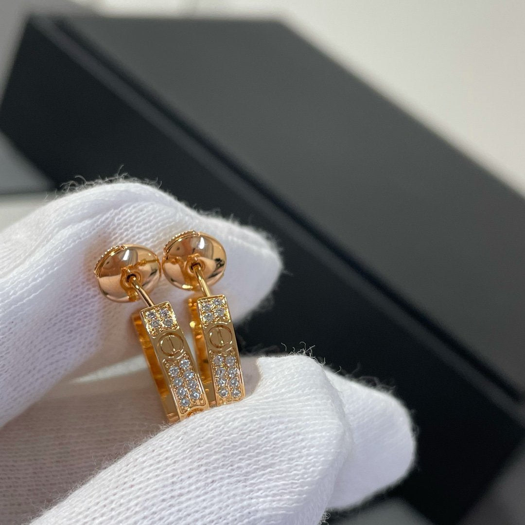 [Renovia Jewelry]LOVE DIAMOND PINK GOLD HOOP EARRINGS
