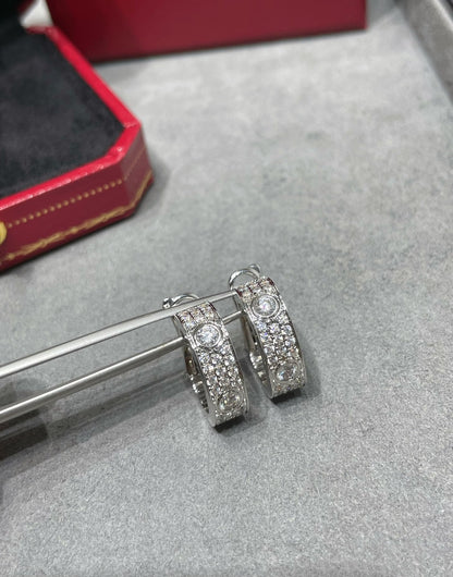 [Renovia Jewelry]LOVE 5.5MM DIAMOND PAVED EARRINGS