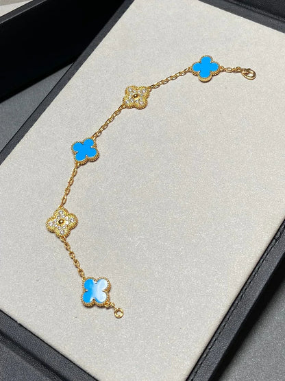 [Renovia Jewelry] CLOVER 5 MOTIF BLUE AGATE BRACELET COLLECTION