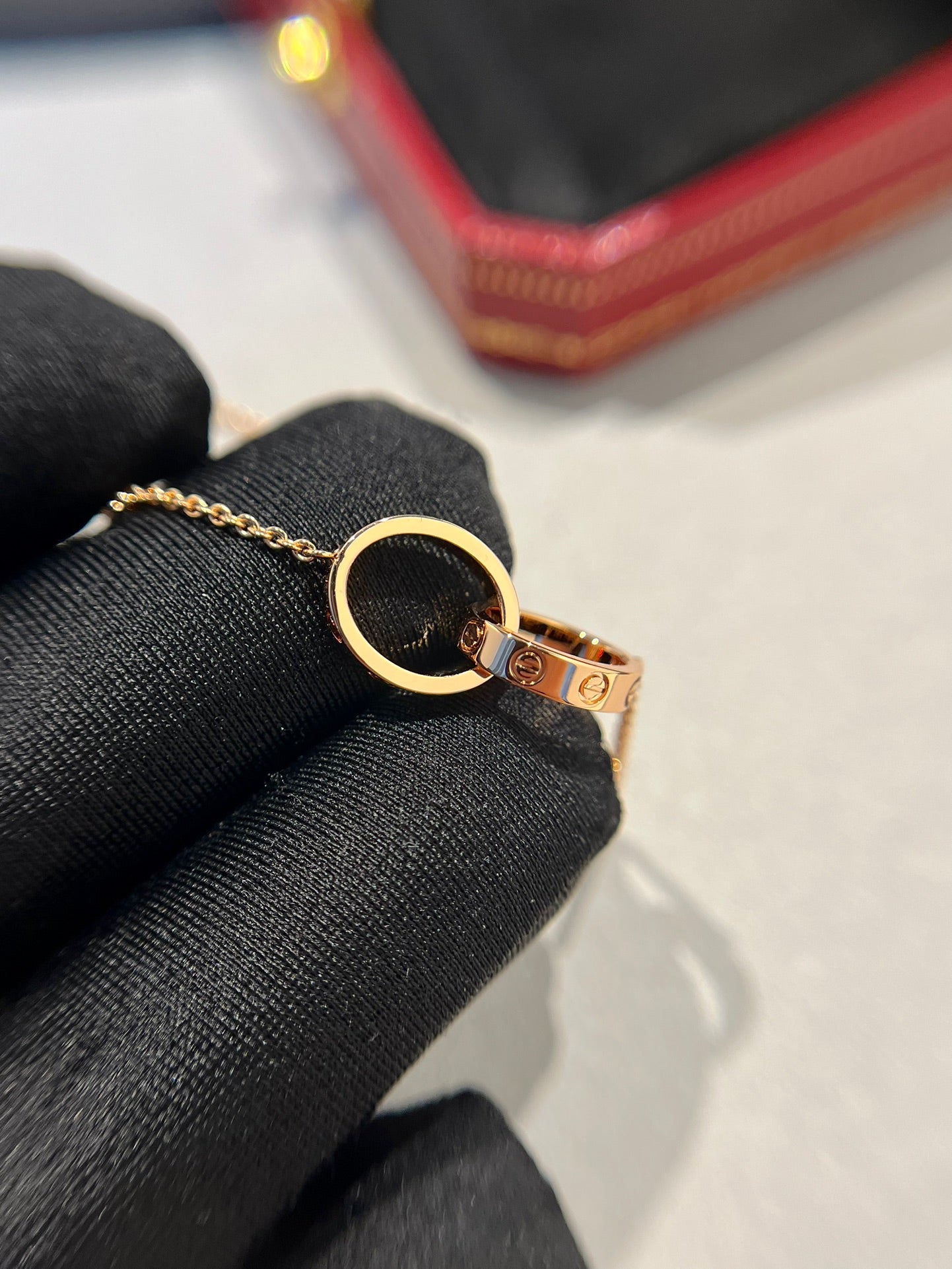 [Renovia Jewelry]LOVE NECKLACE DOUBLE RING PINK GOLD