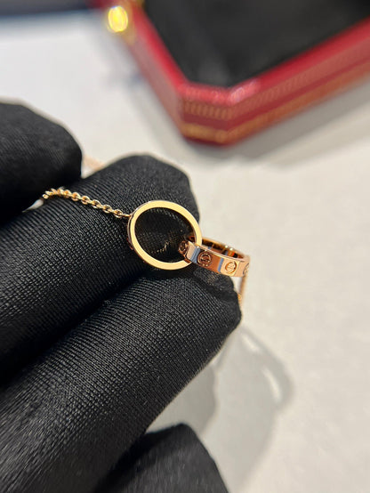 [Renovia Jewelry]LOVE NECKLACE DOUBLE RING PINK GOLD