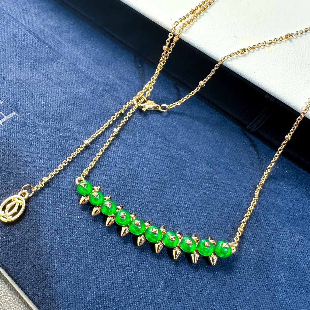 [Renovia Jewelry]New Arrival: Green Bead Rivet Necklace