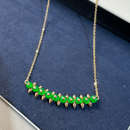 [Renovia Jewelry]New Arrival: Green Bead Rivet Necklace