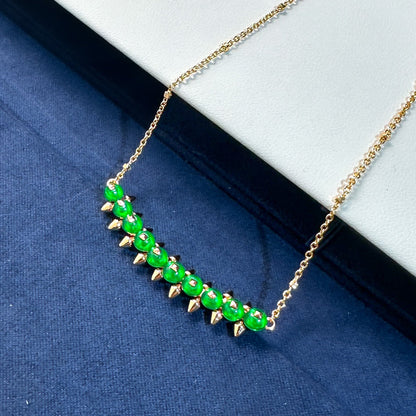 [Renovia Jewelry]New Arrival: Green Bead Rivet Necklace