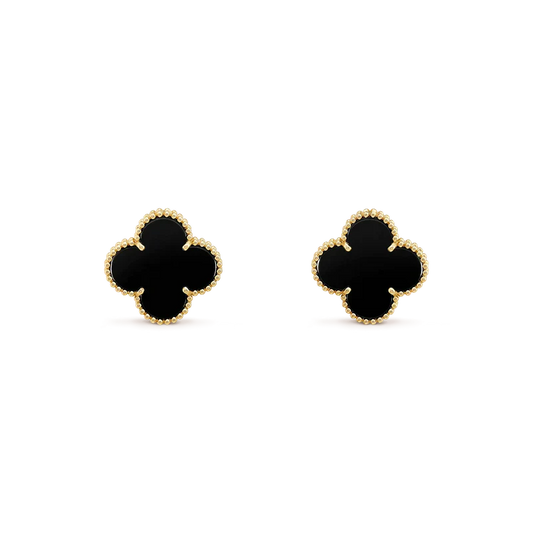 [Renovia Jewelry]CLOVER MEDIUM 1 MOTIFS  ONYX STUD EARRINGS