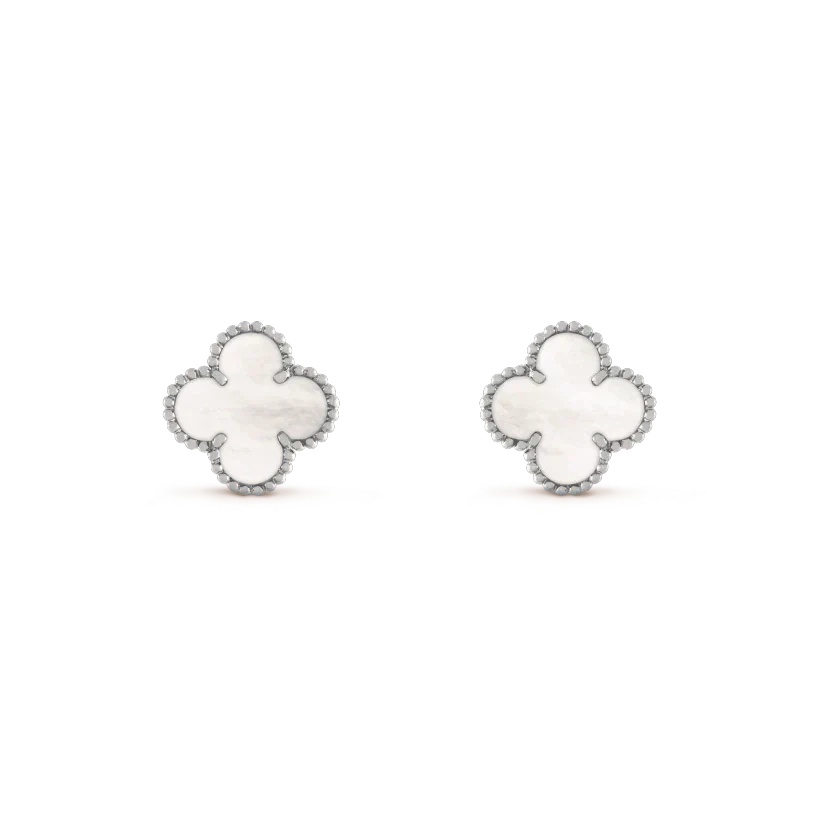 [Renovia Jewelry]CLOVER MEDIUM 1 MOTIFS  WHITE MOP EARRINGS SILVER