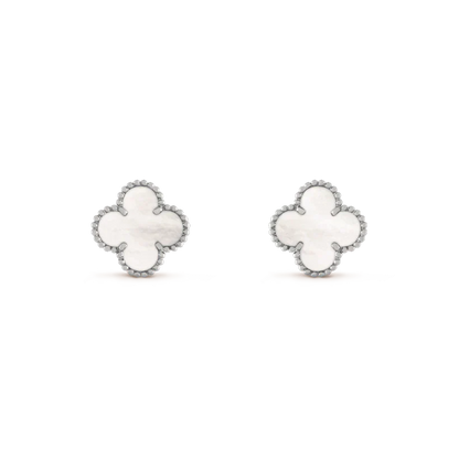 [Renovia Jewelry]CLOVER MEDIUM 1 MOTIFS  WHITE MOP EARRINGS SILVER