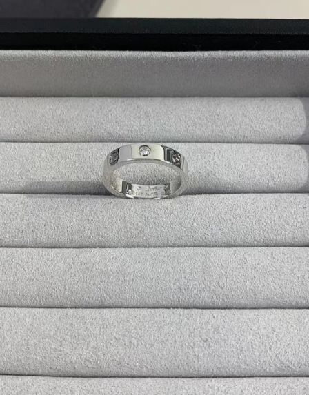 [Renovia Jewelry]LOVE RING 4MM 1 DIAMOND SILVER