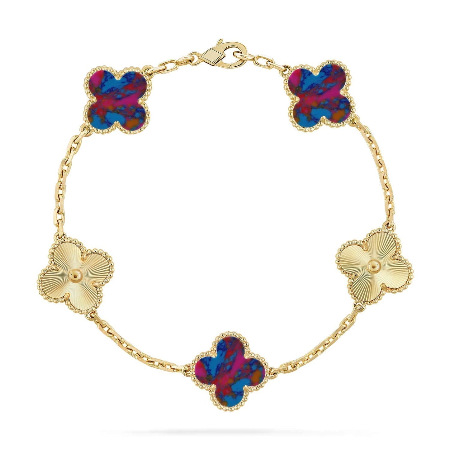 [Renovia Jewelry]CLOVER 5 MOTIF COLOR GEMSTONES BRACELET COLLECTION