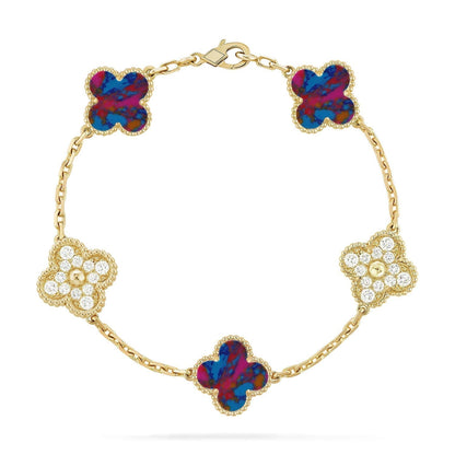 [Renovia Jewelry]CLOVER 5 MOTIF COLOR GEMSTONES BRACELET COLLECTION