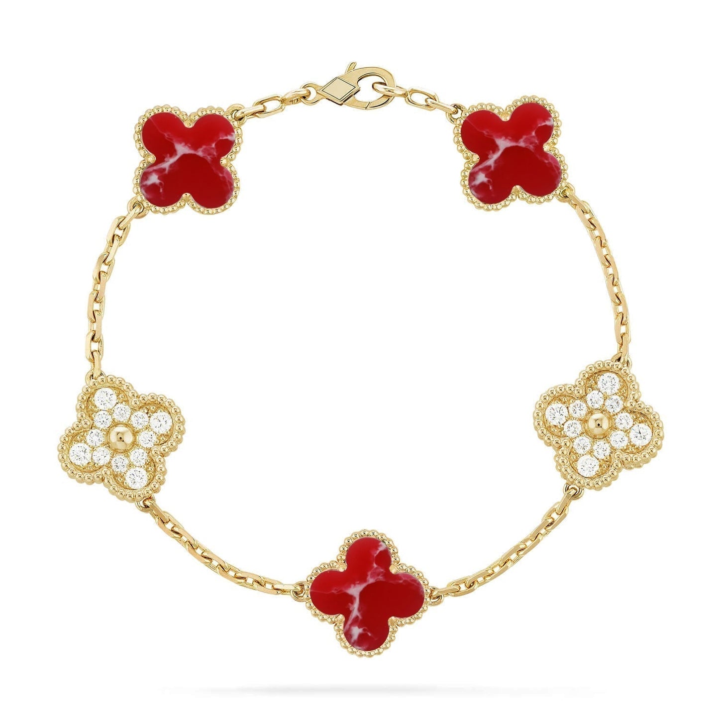 [Renovia Jewelry]CLOVER 5 MOTIF RED PATTERN BRACELET COLLECTION