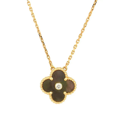 [Renovia Jewelry]CLOVER 15MM DIAMOND AND MOTHER-OF-GREY NECKLACE
