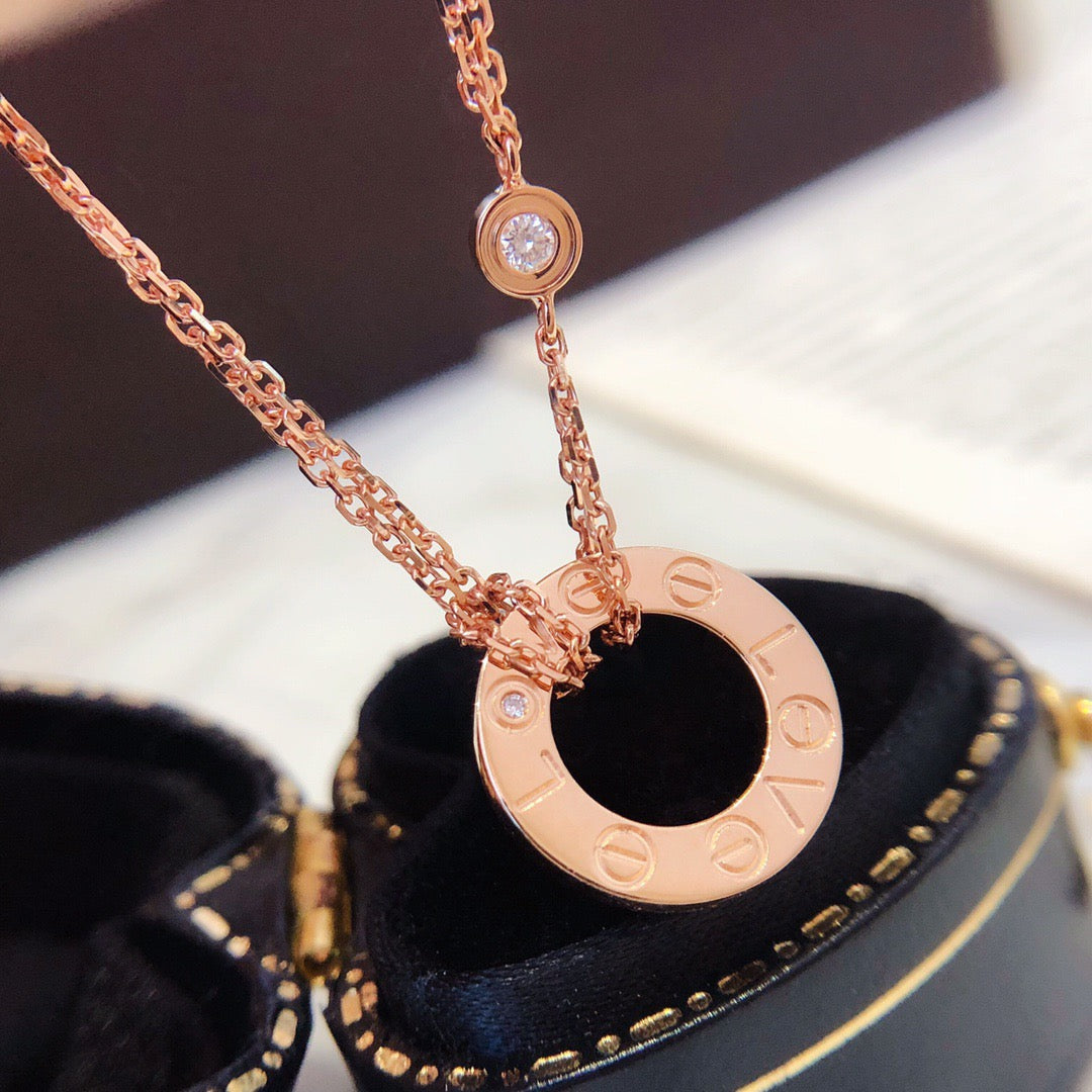 [Renovia Jewelry]LOVE NECKLACE 16MM 2 DIAMONDS