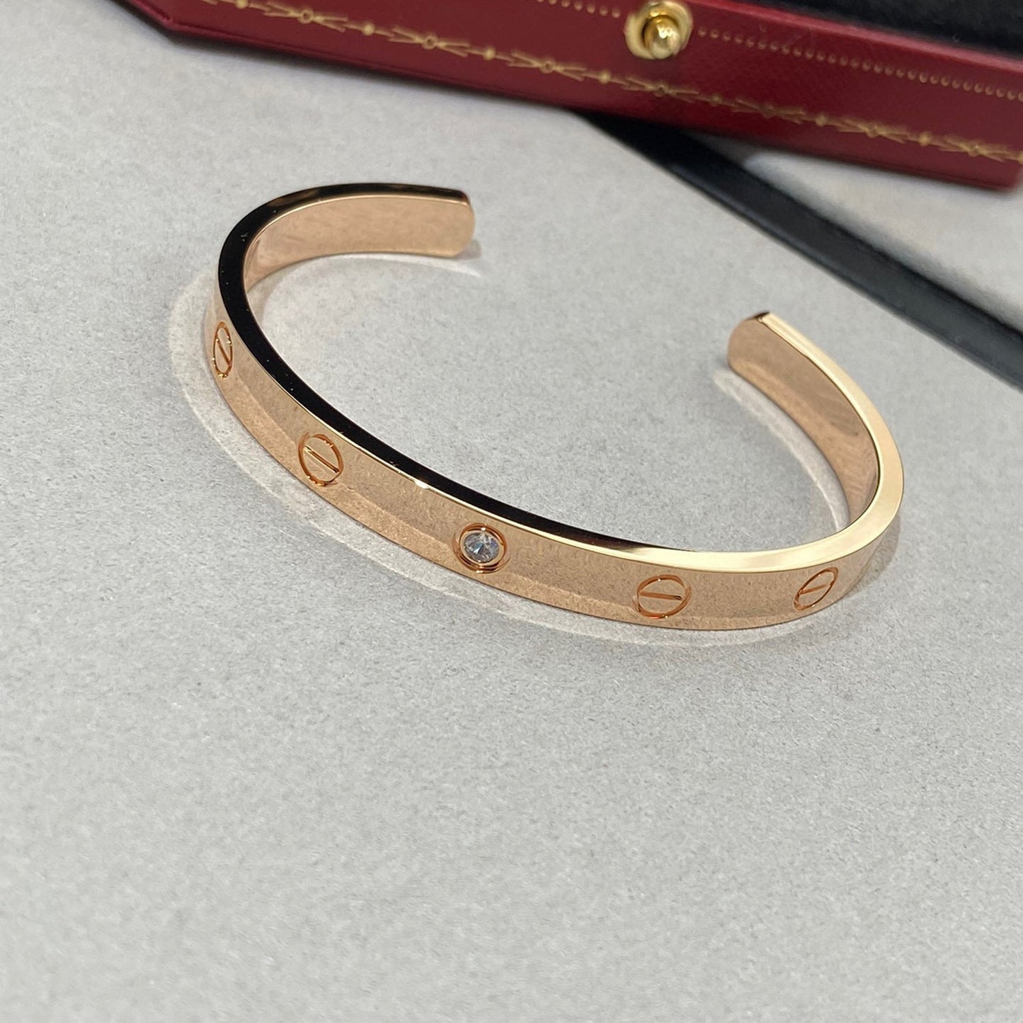 [Renovia Jewelry]LOVE BRACELET 6.1MM 1 DIAMOND OPEN CUFF