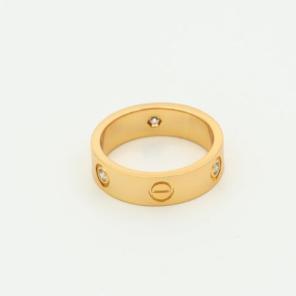 [Renovia Jewelry]LOVE RING 5.5MM 3 DIAMONDS PINK GOLD