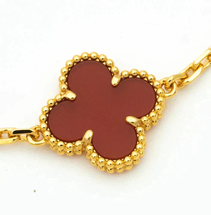 [Renovia Jewelry] CLOVER 5 MOTIF RED CORNELIAN BRACELET COLLECTION