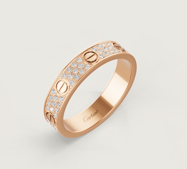 [Renovia Jewelry]LOVE RING 4mm-wide full-diamond ring Rose Gold