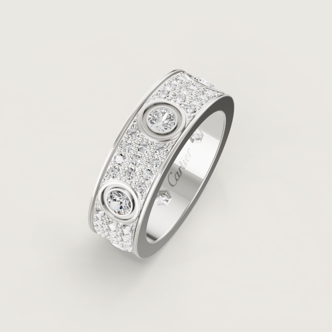 [Renovia Jewelry]LOVE RING 6.5MM Full Diamond, 6 Major Diamonds Silver
