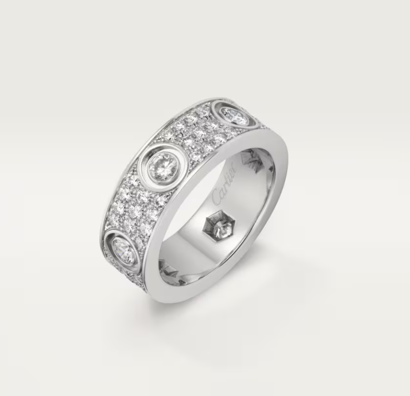 [Renovia Jewelry]LOVE RING 6.5MM Full Diamond, 6 Major Diamonds Silver