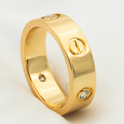 [Renovia Jewelry]LOVE RING 5.5MM 3 DIAMONDS PINK GOLD