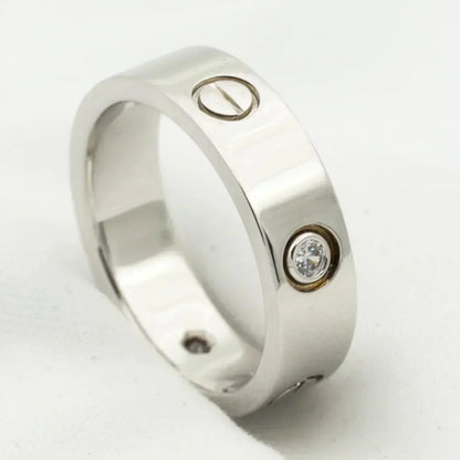 [Renovia Jewelry]LOVE RING 5.5MM 3 DIAMONDS SILVER